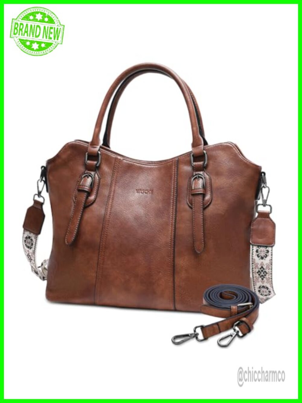 Vegan Leather Convertible Hobo Purse with Two Straps and Zipper